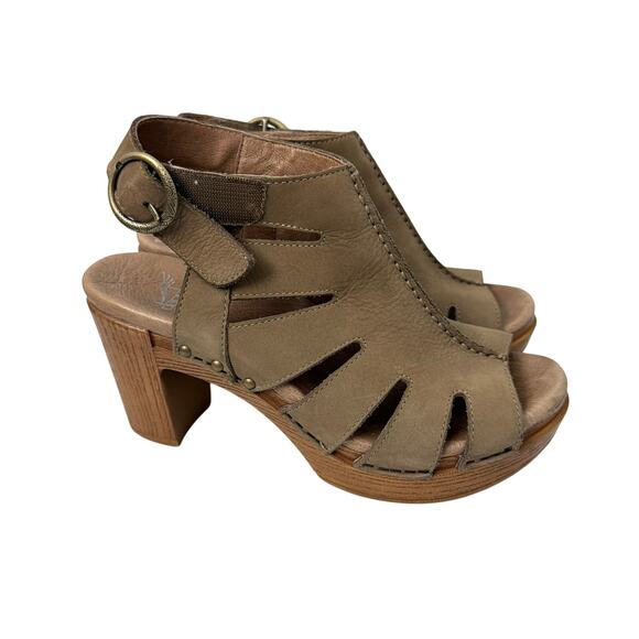 Dansko Shoes - Dansko Sandals Womens Size 6 Demetra High Heel Ankle Strap Brown Leather 36